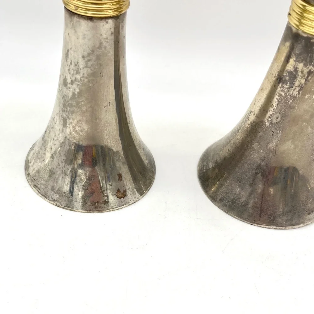 Vintage Tree of Life Mixed Metal Candlesticks Silver Gold‎ Tone Set of 2 8